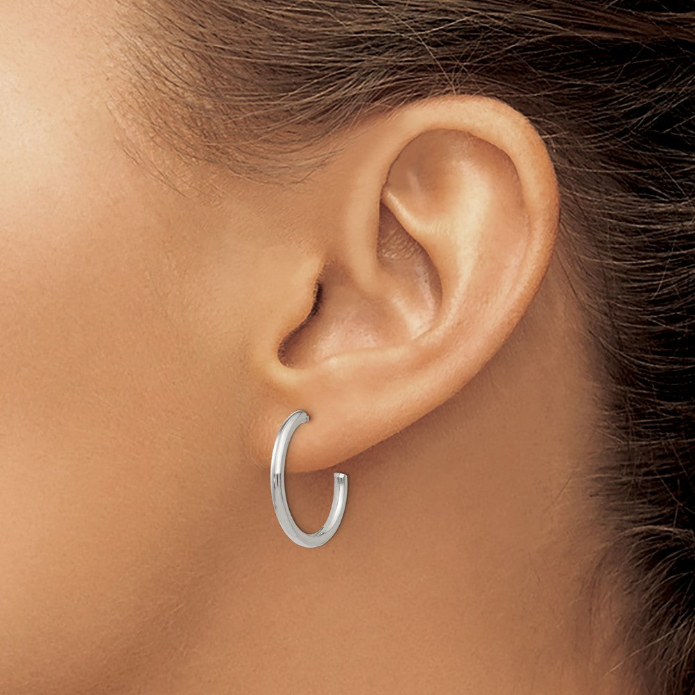 Stainless Steel Polished 19mm Diameter J Hoop Post Earrings