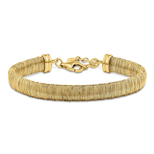 Sterling Silver wrapped wire bracelet 7.5 + 1 Extender-YELLOW
