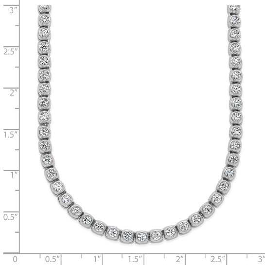 Sterling Shimmer Sterling Silver Rhodium-plated Bezel Set 2.5mm CZ 106 Stone 17 inch Necklace 17 Inches