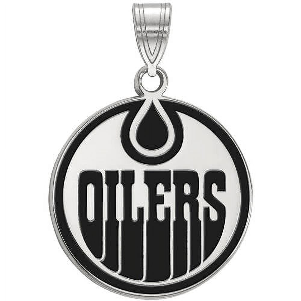 LogoArt NHL Edmonton Oilers Sterling Silver Large Enamel Pendant
