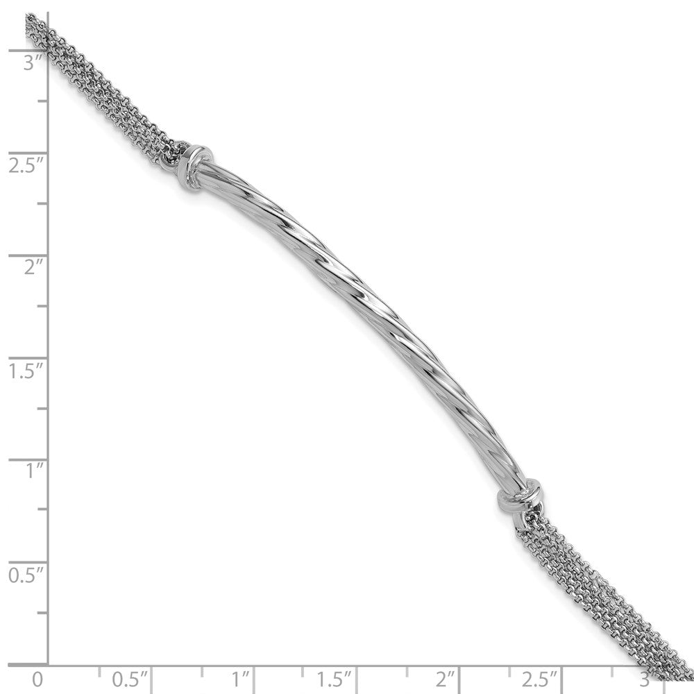 Sterling Silver Polished Twisted Bar Multistrand w/ 1in Ext. Bracelet