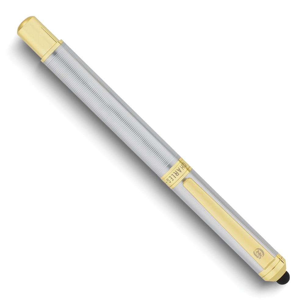 Charles Hubert Silver-tone and Gold-tone Banded Fountain Pen with Stylus Tip QGM18990
