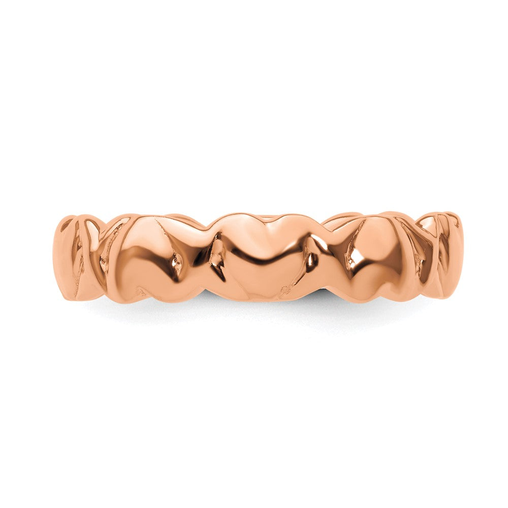 Sterling Silver Stackable Expressions Pink-plated Hearts Ring Size -7