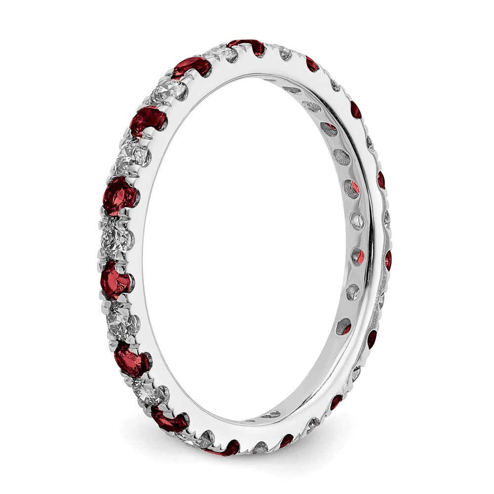14k White Gold 1/2 carat Lab Grown Diamond VS/SI+ G+ and Lab Created Ruby Size 9 Eternity Band