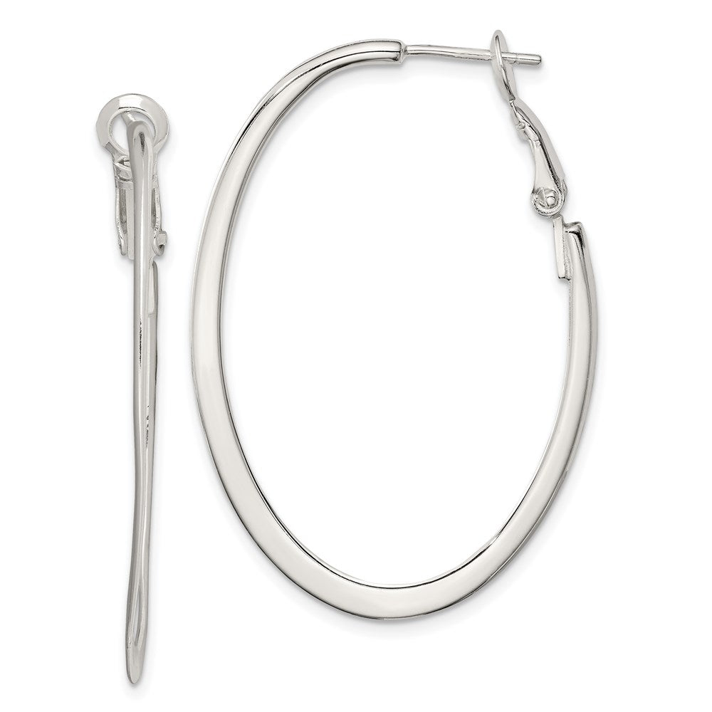 Sterling Silver Tapered Omega Back Hoop Earrings