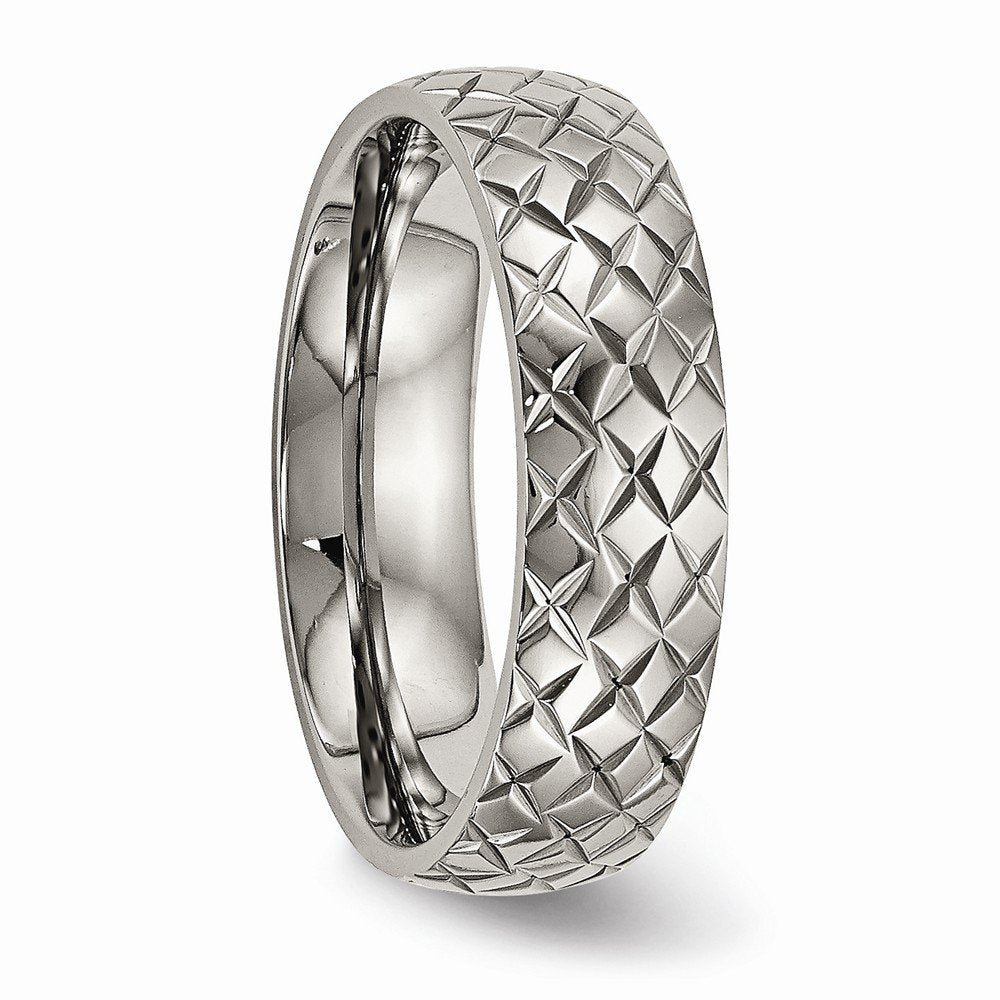 Titanium Polished and Textured 6mm Band Size - 8.5