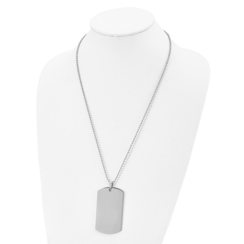 Stainless Steel Brushed & Polished Round Edge XLarge 2mm Dog Tag Necklace