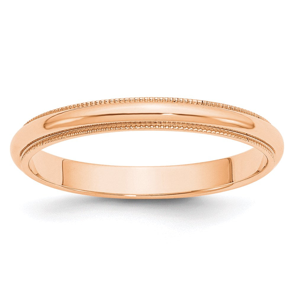 10k Rose Gold 3mm Milgrain Half Round Wedding Band Size 5