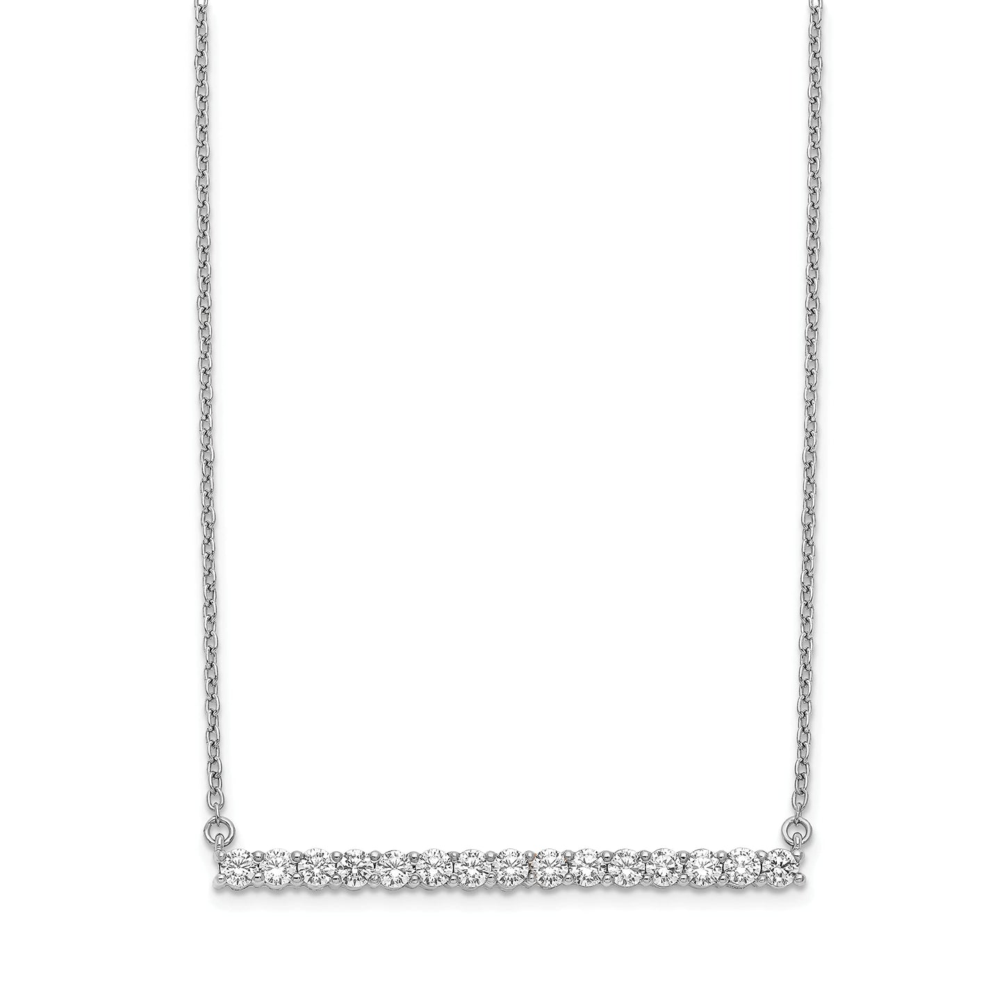 14k White Gold 3/4 carat Diamond Bar 18 inch Necklace