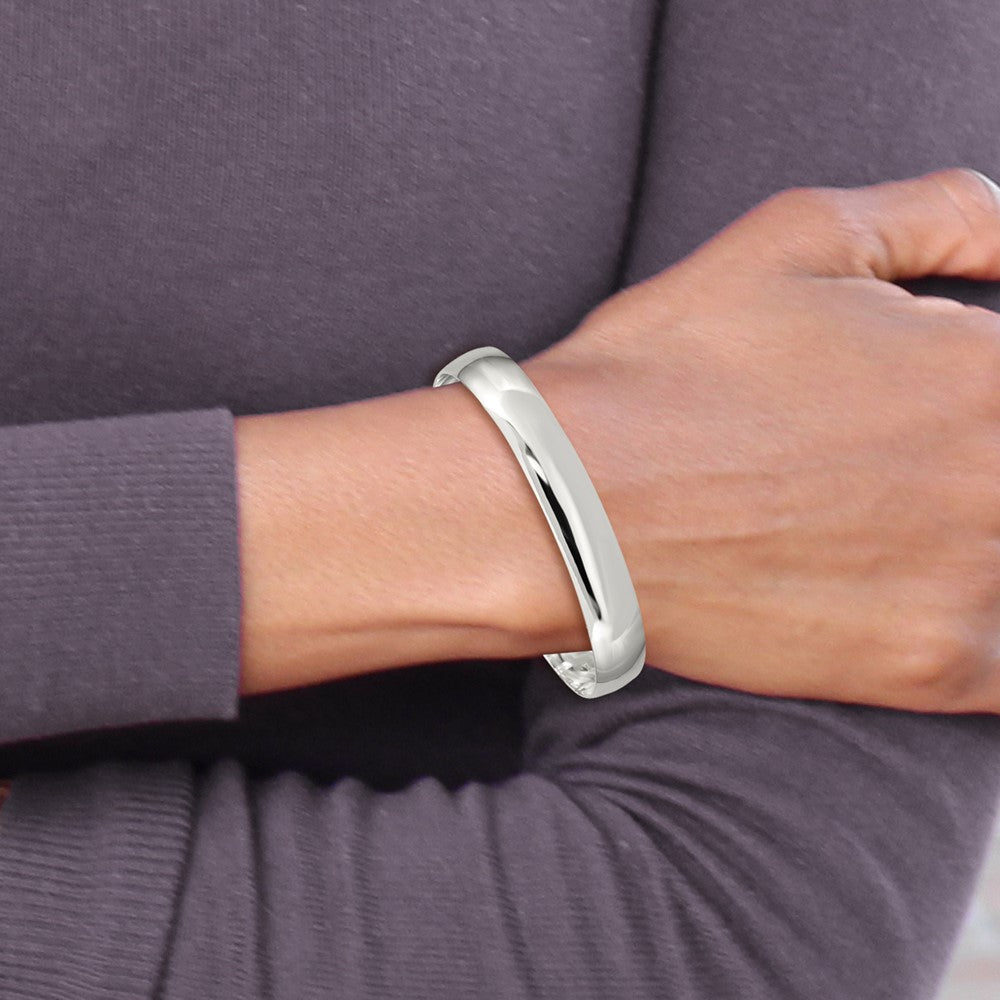Sterling Silver 9.75mm Solid Polished Plain Slip-On Bangle Bracelet 7.5 inches