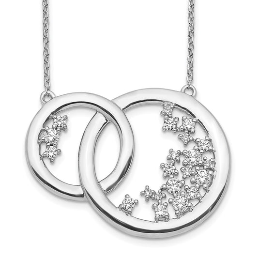 14k White Gold 3/4 carat Lab Grown Diamond VS/SI+ G+ 17.75 inch Interlocking Circle Necklace