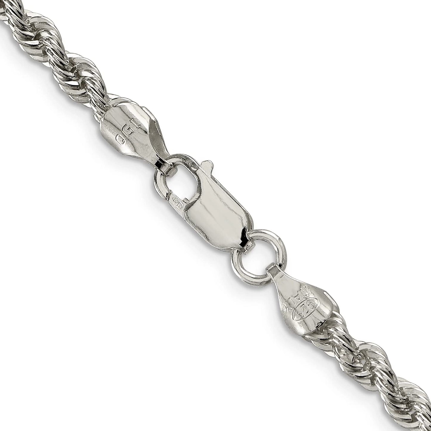 Sterling Silver 4.3mm Solid Rope Chain 9 inches