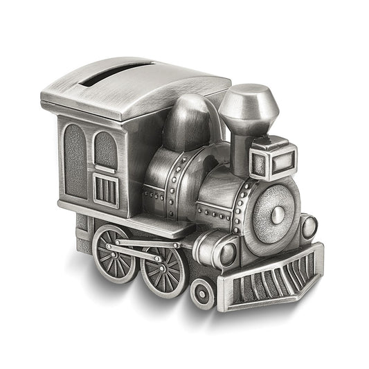 Pewter-tone Finish Metal Small Train Bank