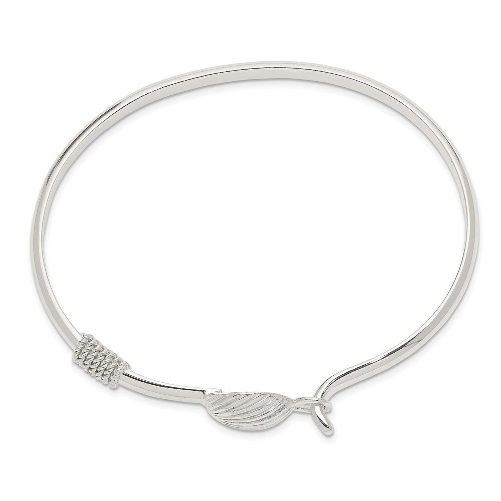 Sterling Silver Polished Shell Bangle 7.5 inches