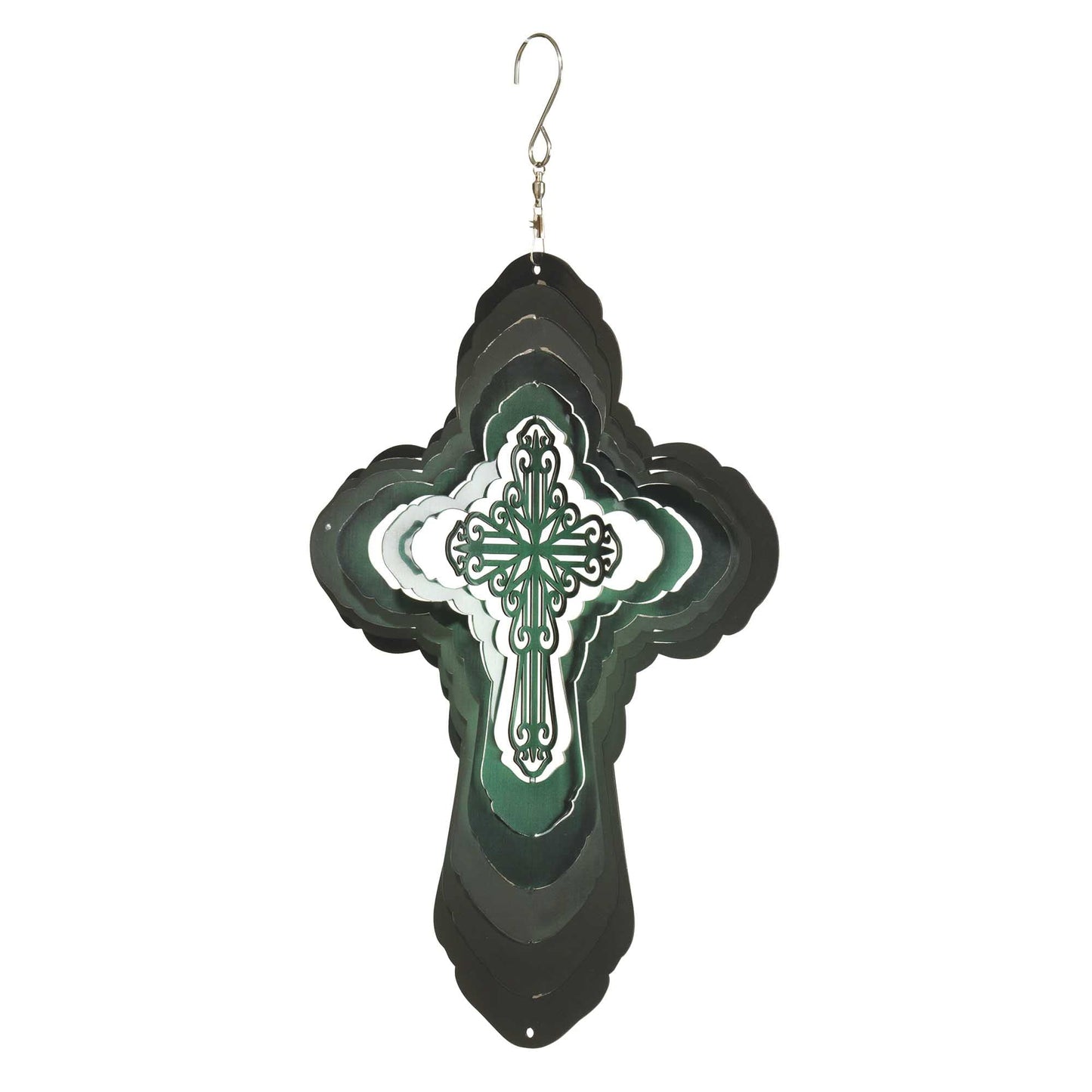 Wind Spinner Cross Steel 12In