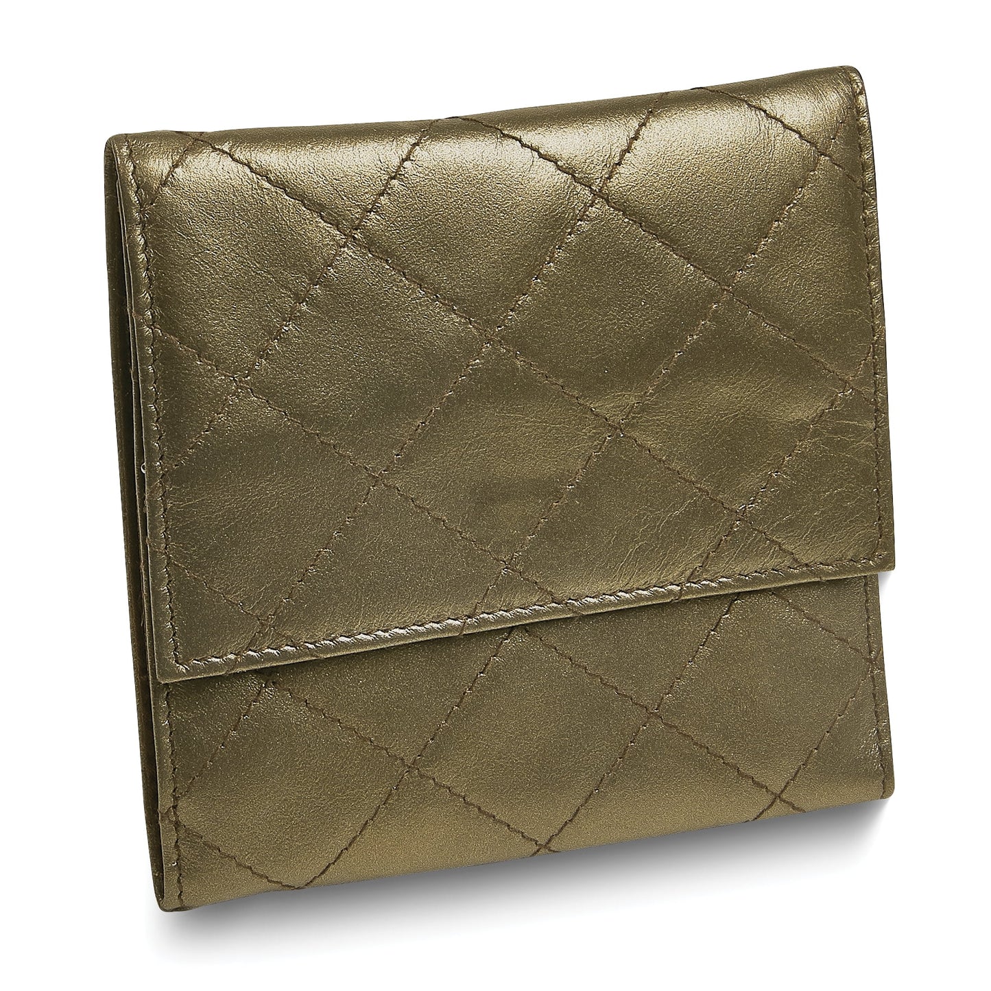 Pewter Leather Satin Lined Magnetic Closure Quilted Jewelry Folder GM17724