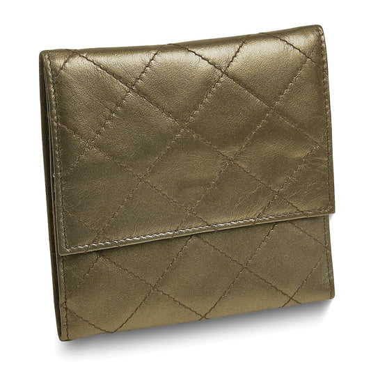 Pewter Leather Satin Lined Magnetic Closure Quilted Jewelry Folder GM17724