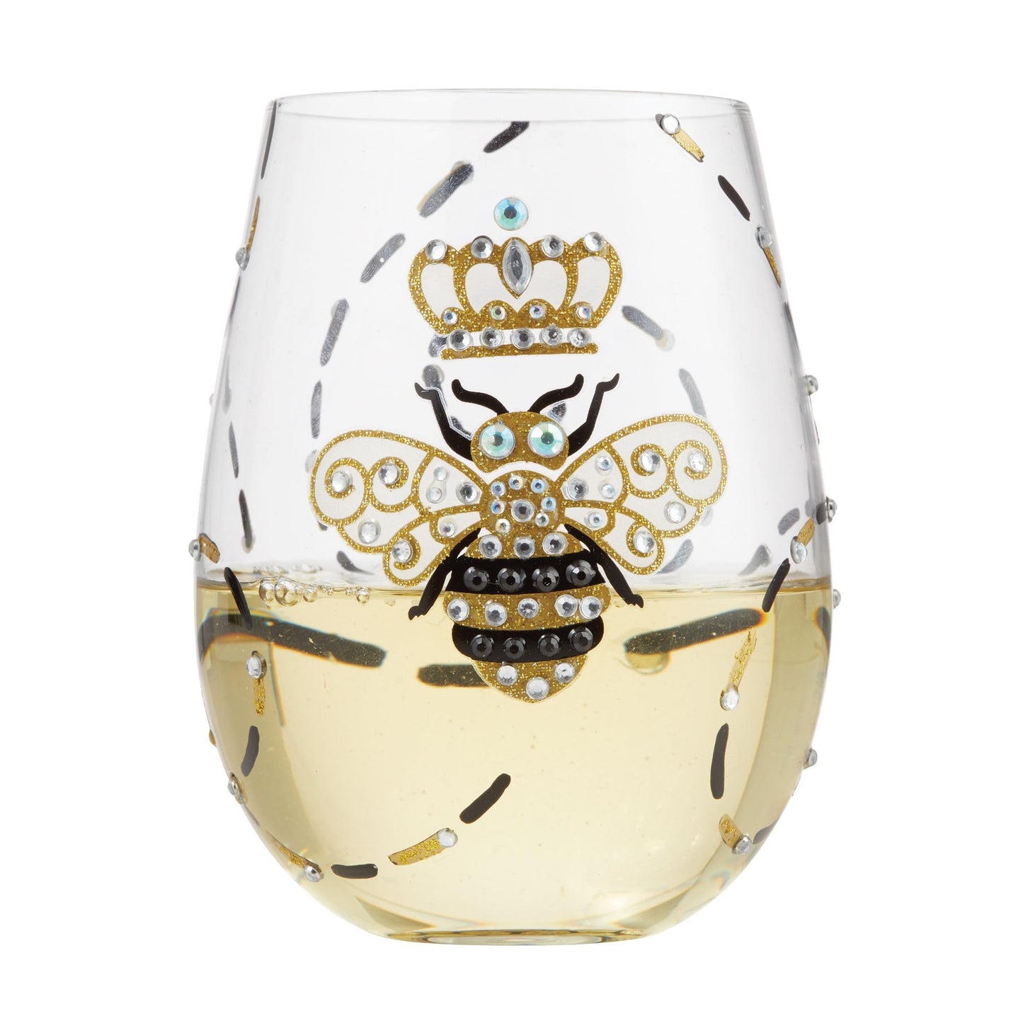 Enesco Lolita Queen Bee Stemless Glass, 4.53 Inch, Multicolor, 20 oz
