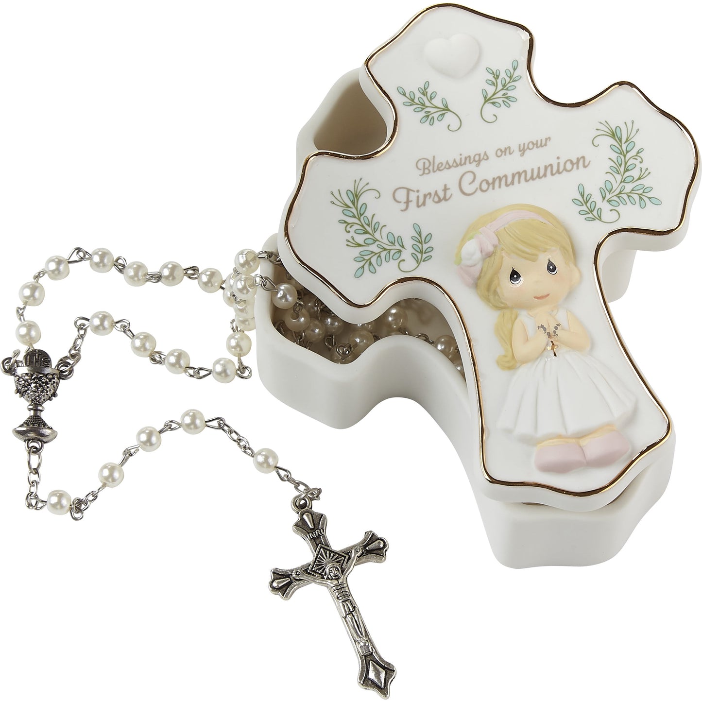 Precious Moments Blessings On Your First Communion Girl Rosary Box with Rosary, Count 1
