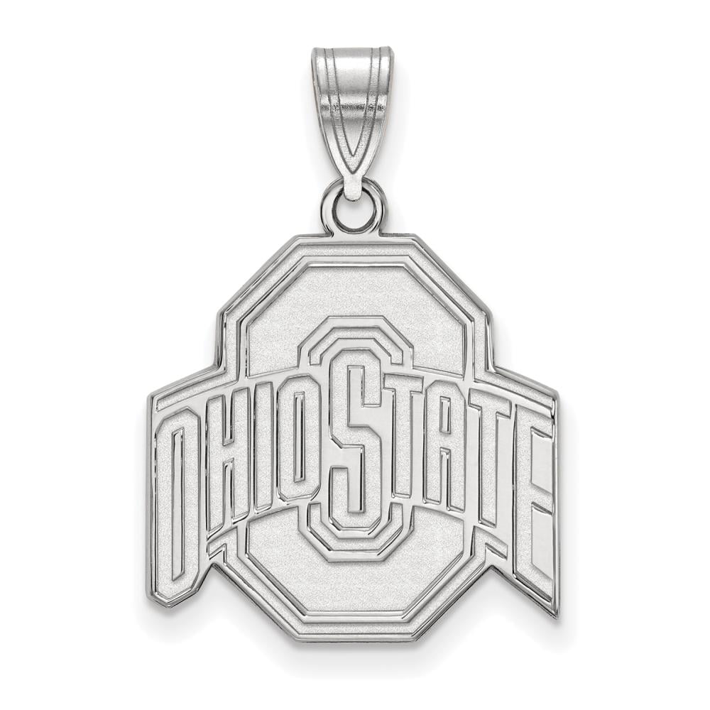 Sterling Silver Rhodium-plated LogoArt The Ohio State University Large Pendant Q-SS004OSU