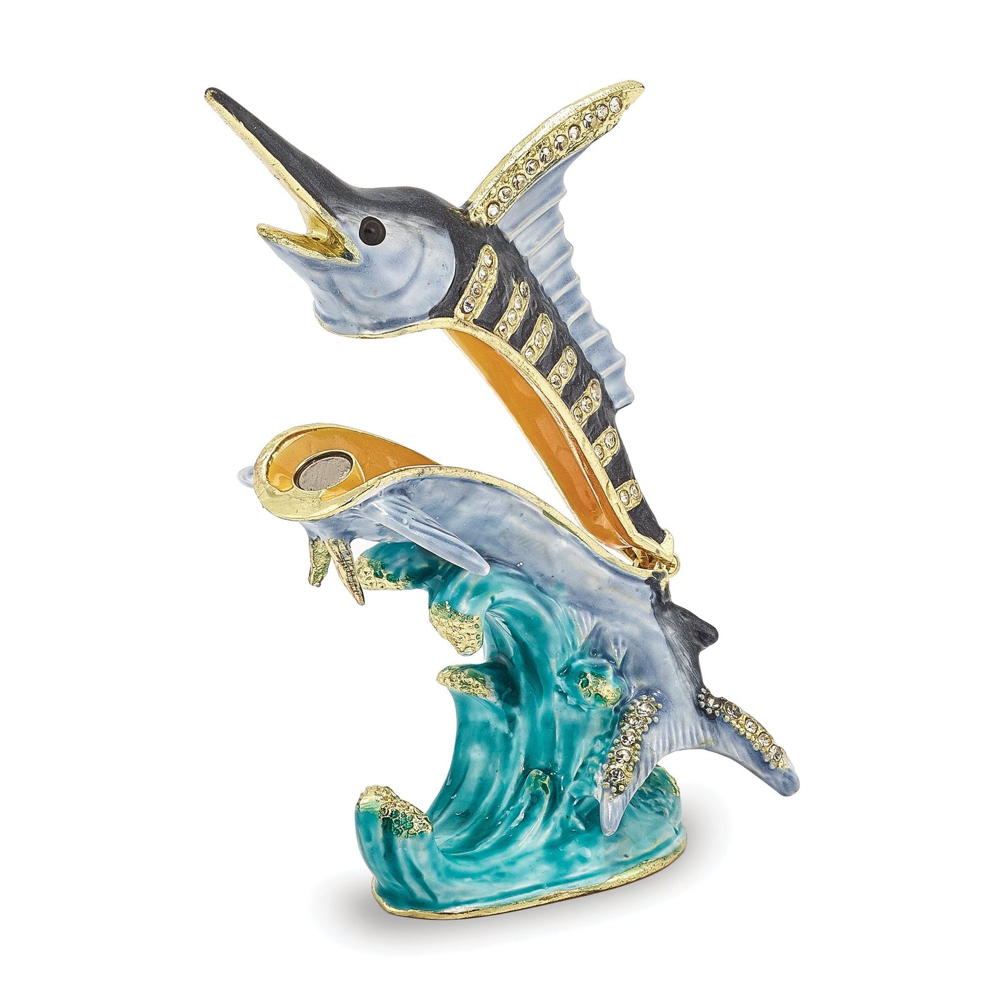 Pewter Enamel Swordfish Trinket Box