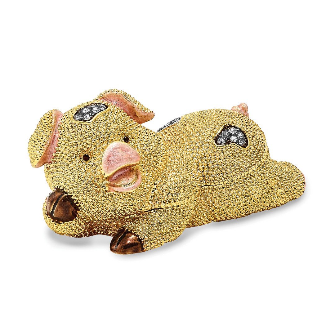 Pewter Cute Pig Trinket Box