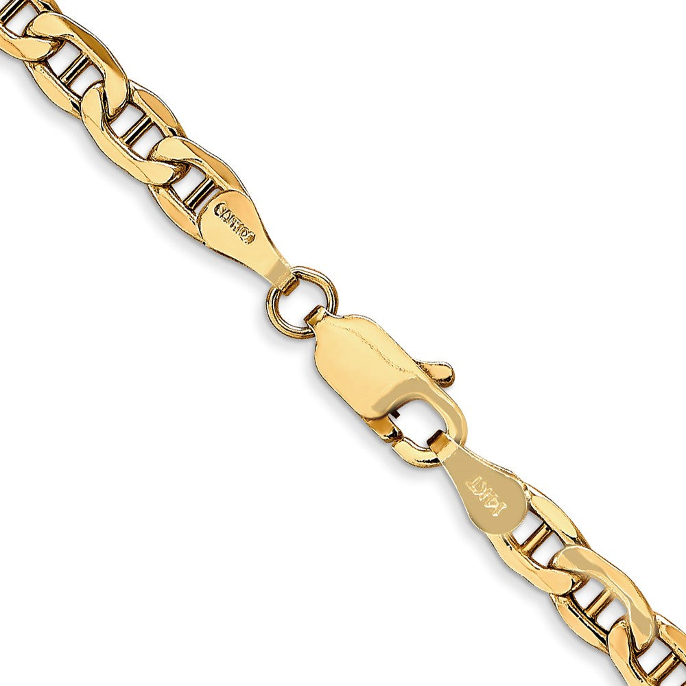 14K 22 inch 4mm Semi-Solid Anchor with Lobster Clasp Chain