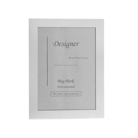 Bey-Berk International SF82-12 Brushed Metal 8 x 10 in. Picture Frame with Easel Back - Silver