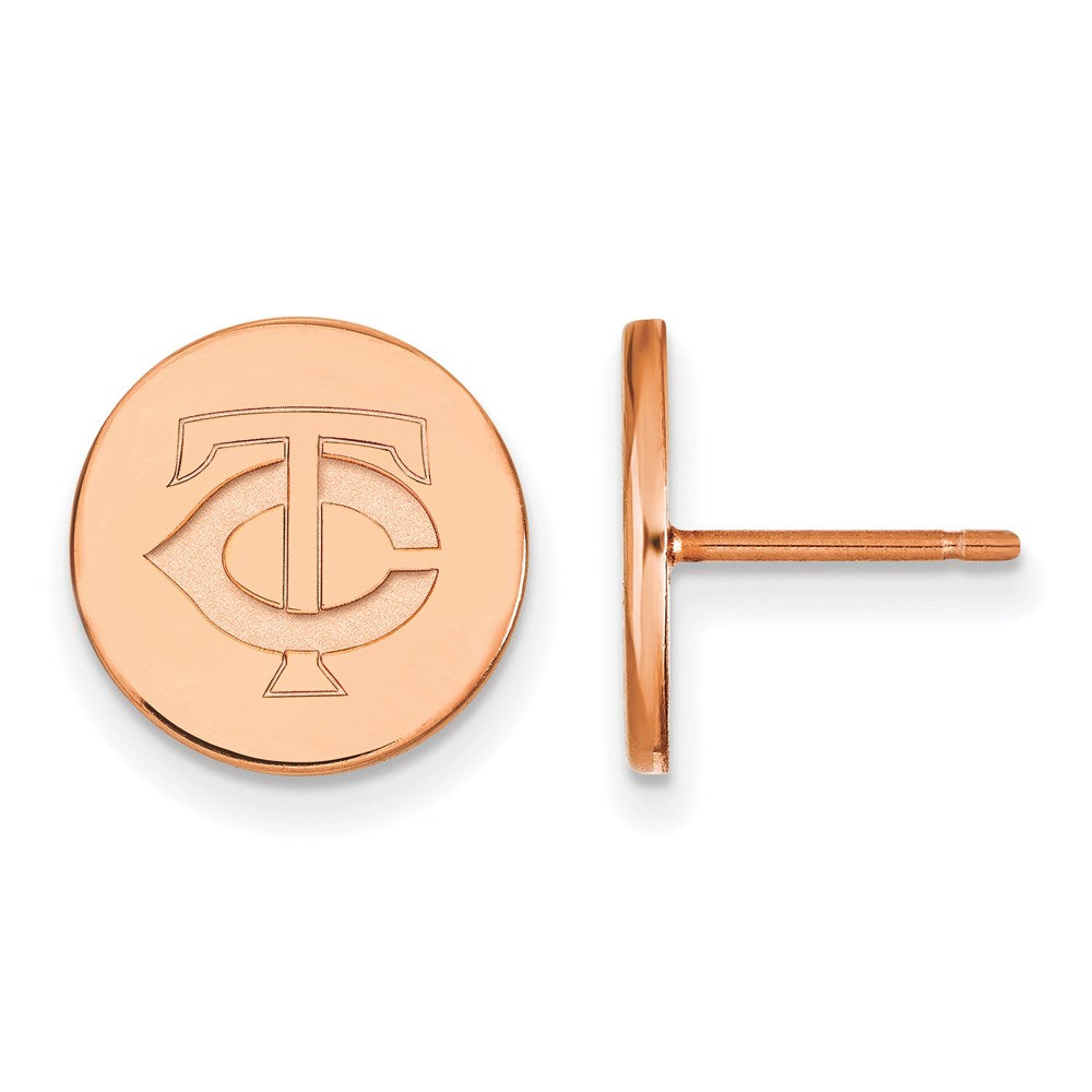 SS Rose Gold-plated MLB LogoArt Minnesota Twins Small Disc Earrings