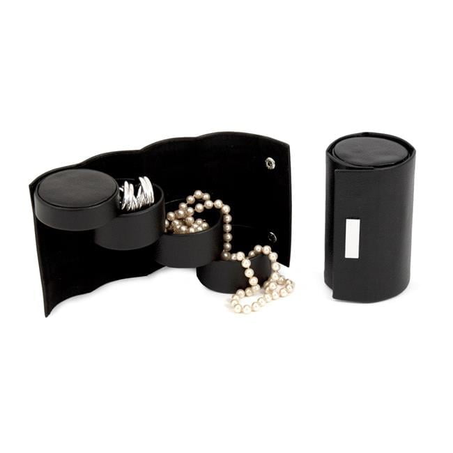 International 3 Level Black Leatherette Travel Jewelry Roll, T.P
