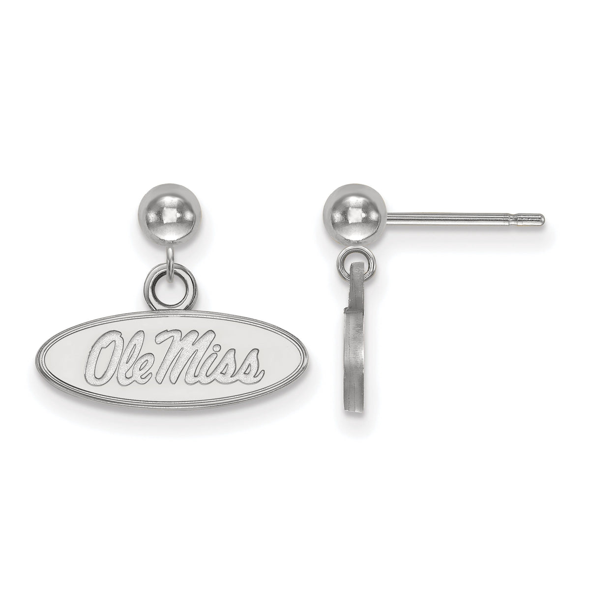 Sterling Silver University of Mississippi Ball Dangle Earrings