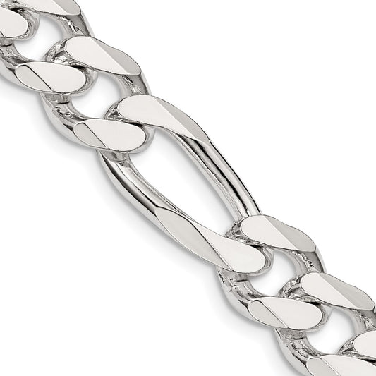 Sterling Silver 10.75mm Figaro Chain 28 Inches