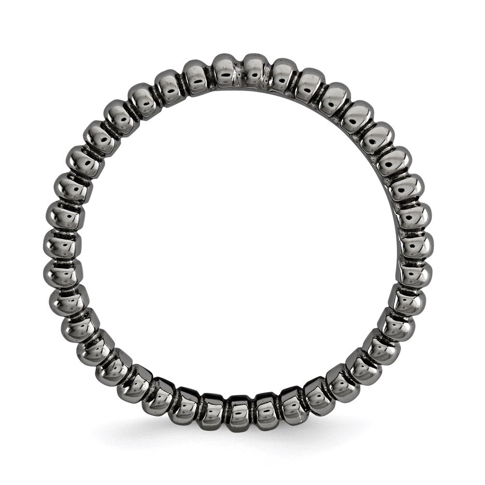 Sterling Silver Stackable Expressions Polished Black-plate Wave Ring