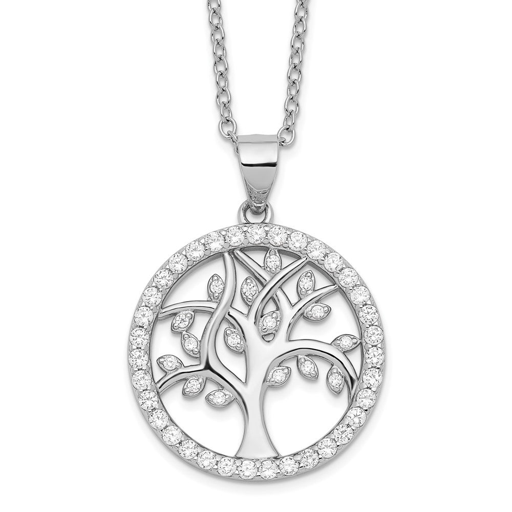 Cheryl M Sterling Silver Rhodium-plated Brilliant-cut CZ Tree Of Life 18 Inch Necklace 18 Inches