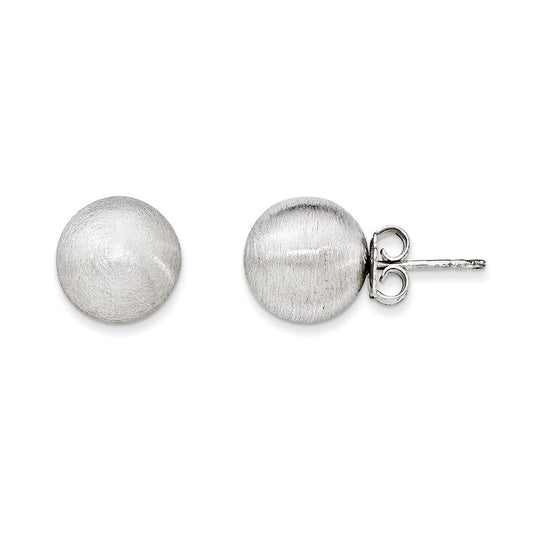 Sterling Silver 1 ball Rhodium Earrings