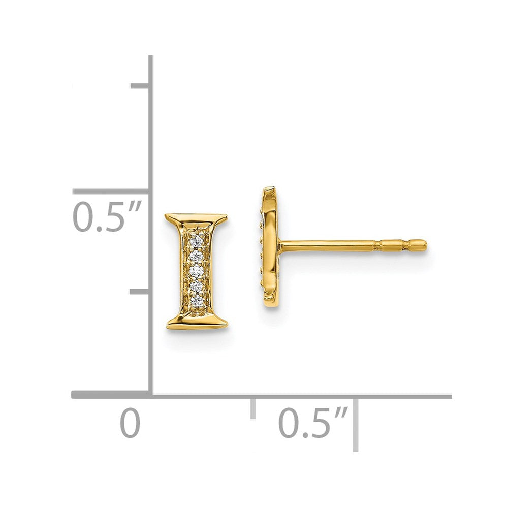14k Diamond Initial I Earrings