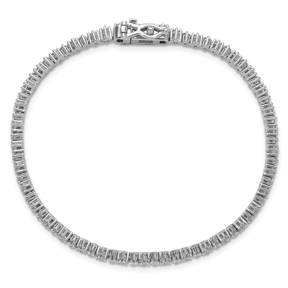 Cheryl M Sterling Silver Rhodium-plated Polished CZ Tennis Bracelet 7.25 inches