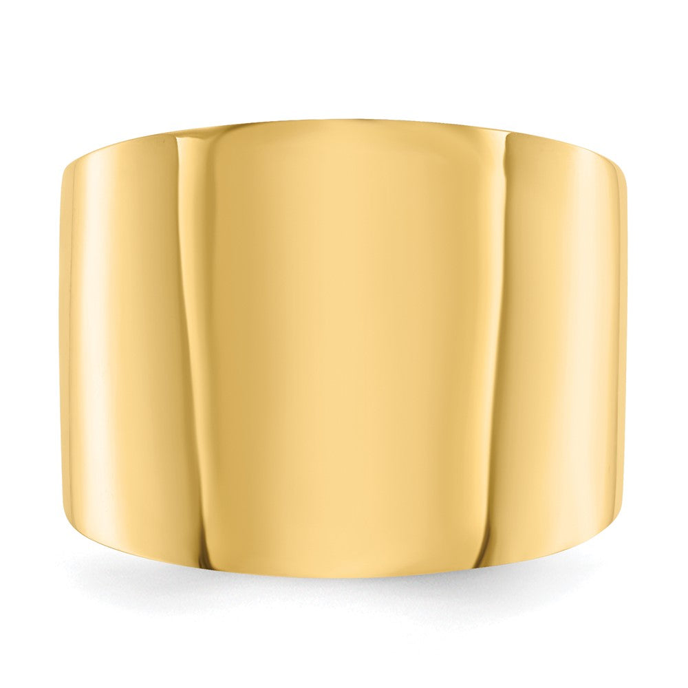 14K 15mm Flat-top Tapered Cigar Band Ring Size 7