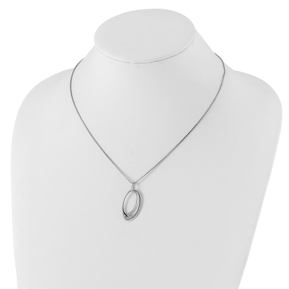 White Ice Sterling Silver Rhodium-plated 18 Inch Open Oval Diamond Necklace with 2 Inch Extender 18 Inches