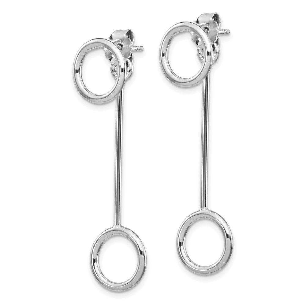 Sterling Silver Rhod-plt Polished Front & Back Post Dangle Earring
