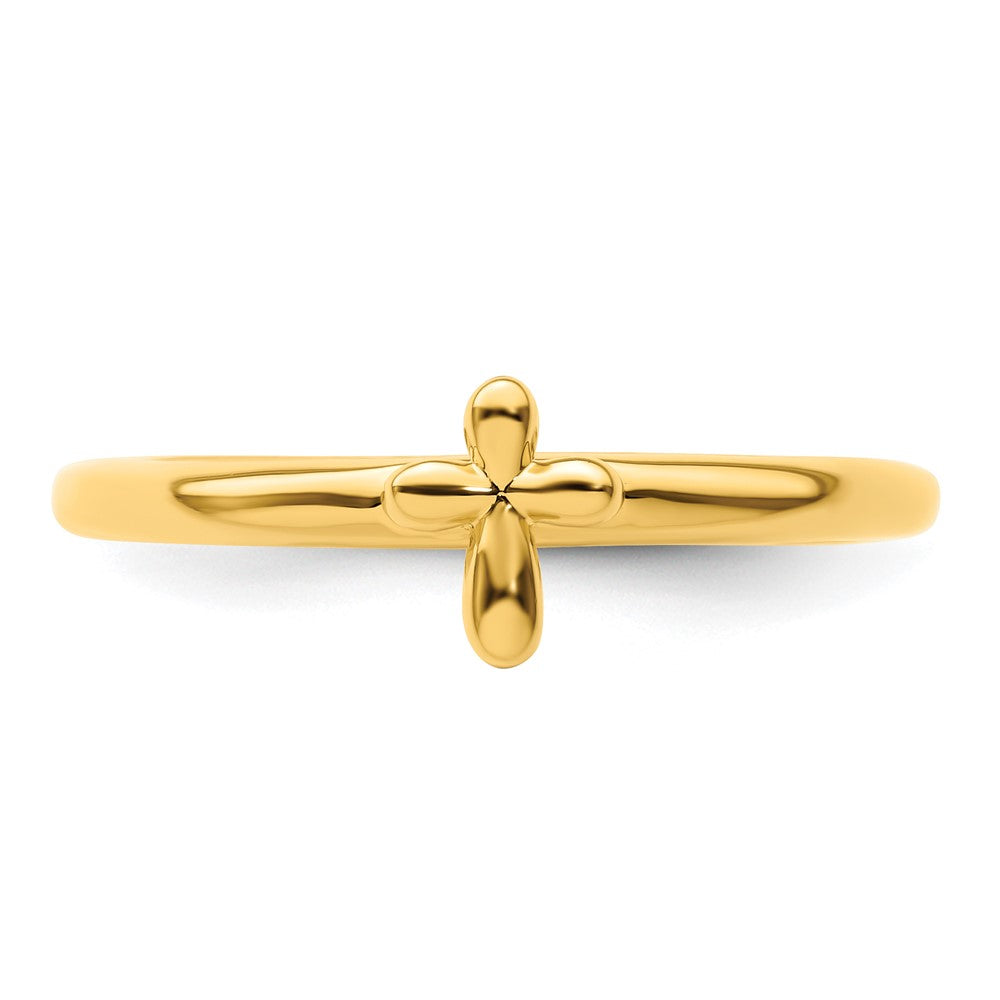Sterling Silver Stackable Expressions Gold-plated Cross Ring Size -9