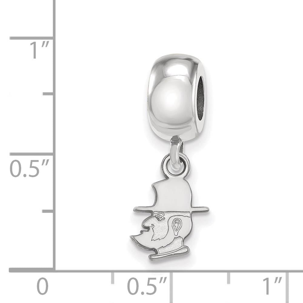 Sterling Silver Rhodium-plated LogoArt Appalachian State University Mountaineer Extra Small Dangle Bead Charm