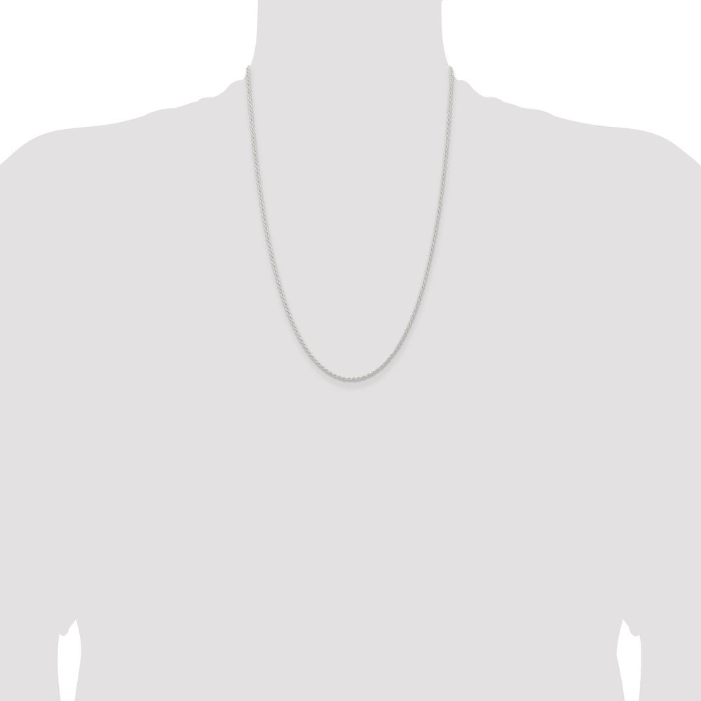 Sterling Silver 1.8mm Solid Rope Chain 24 Inches