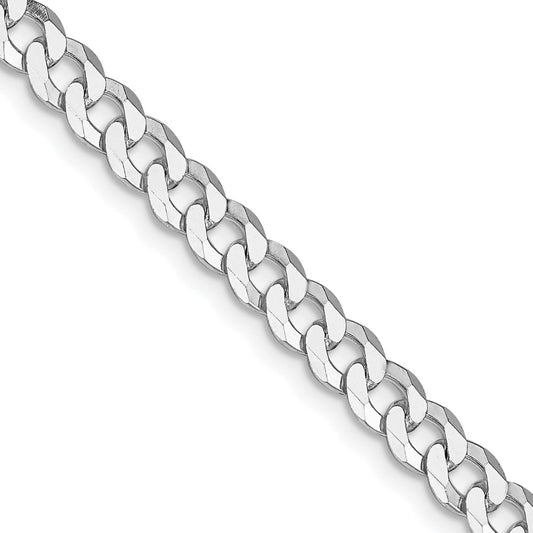 Sterling Silver Rhodium-plated 5mm Beveled Curb Chain 24 Inches