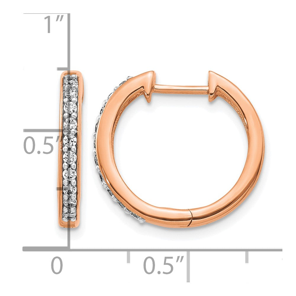 14K Rose Gold 1/4 Carat Diamond Hinged Hoop Earrings