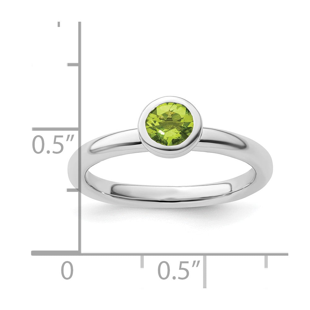 Sterling Silver Stackable Expressions Low 5mm Round Peridot Ring Size -6