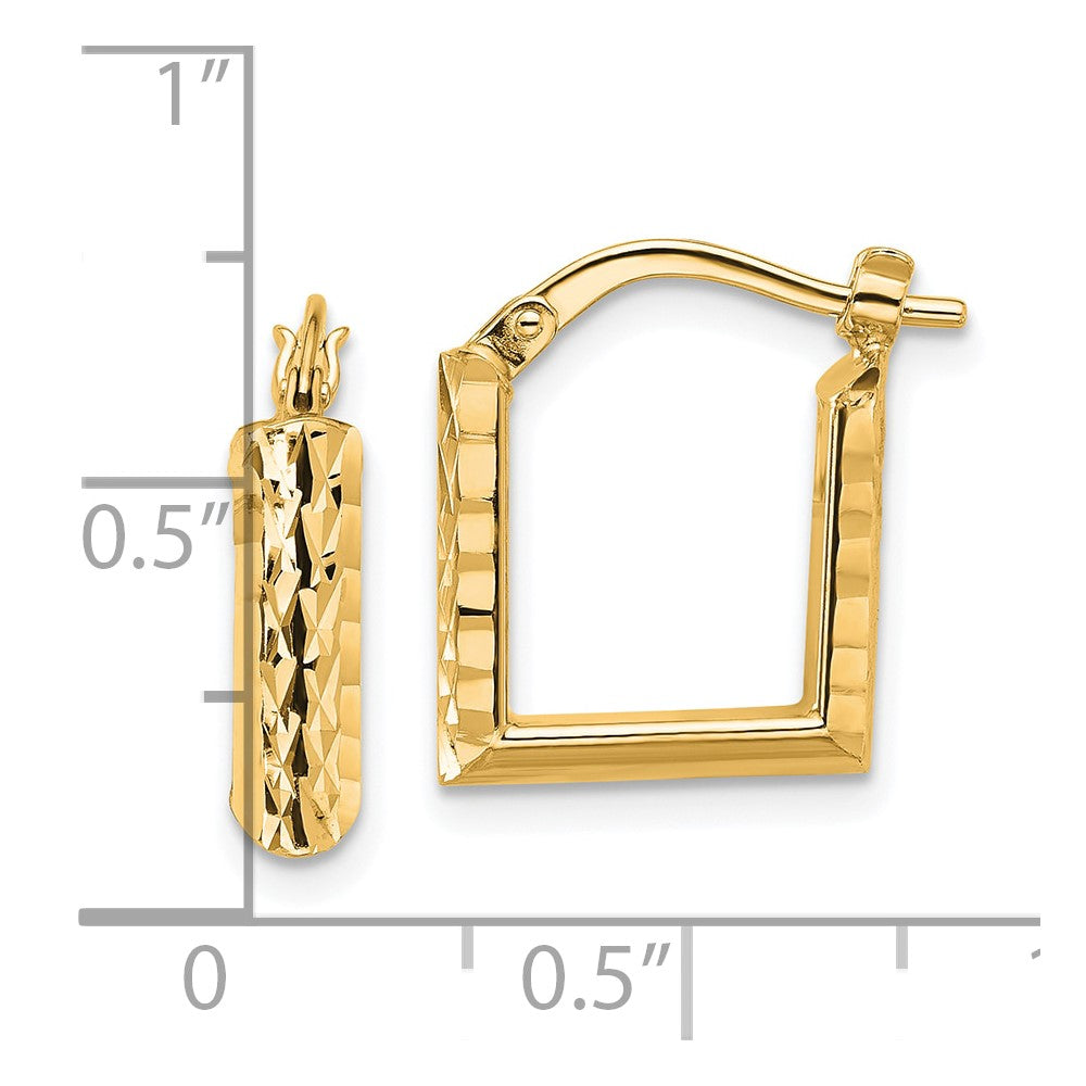 14K Polished and Diamond-cut Square Hoop Earrings