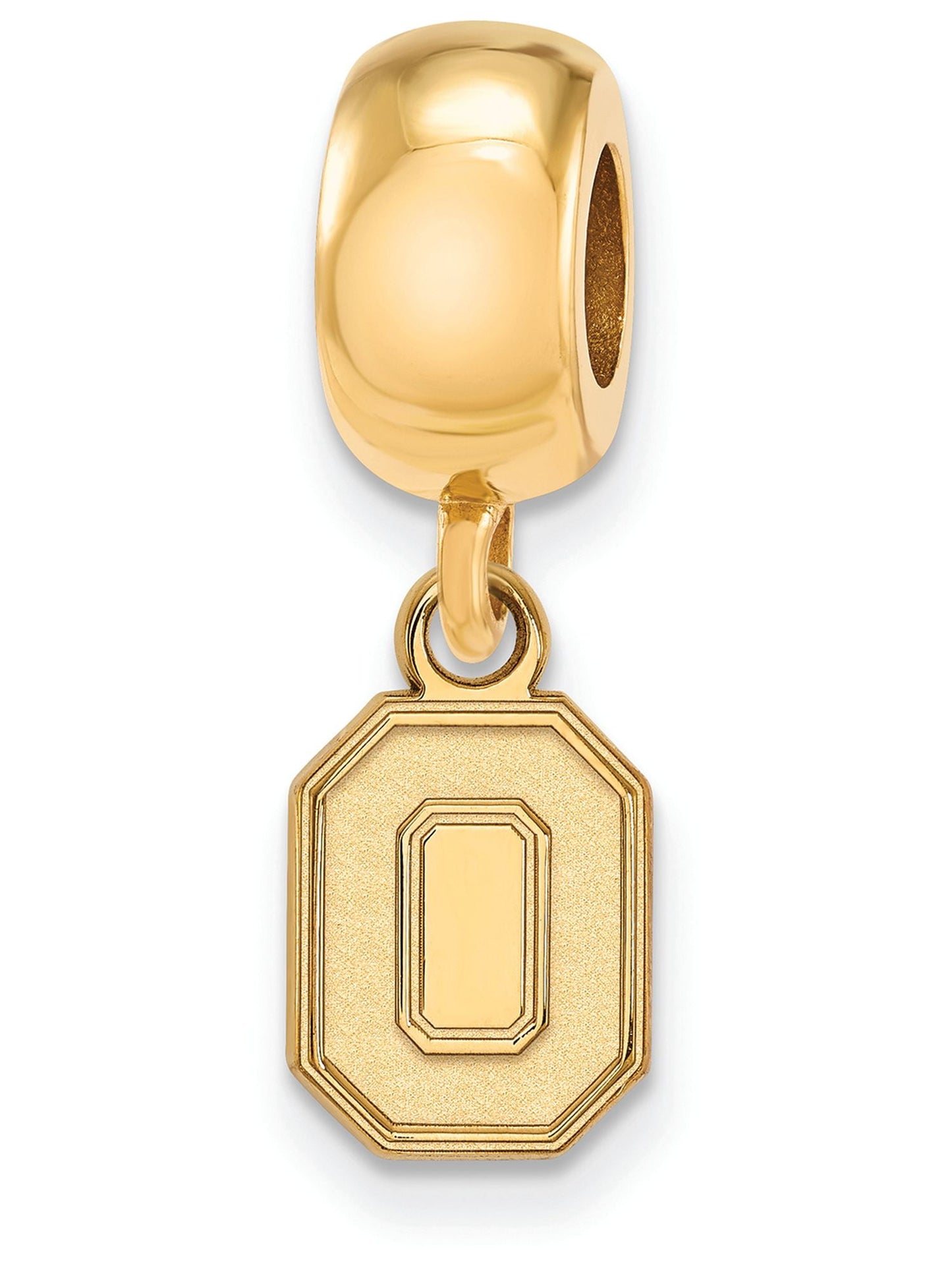 Sterling Silver Gold-plated LogoArt The Ohio State University Letter O Extra Small Dangle Bead Charm