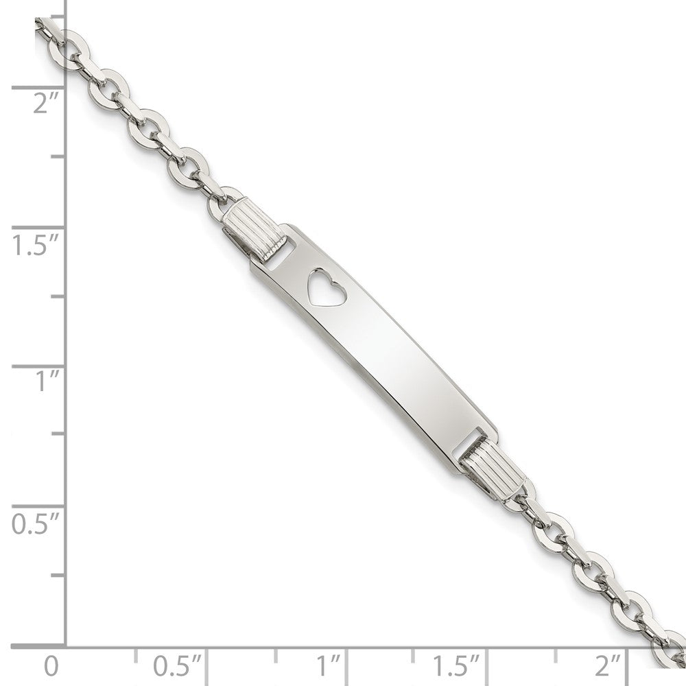 Sterling Silver Polished ID W/Heart Bracelet 7.5 inches