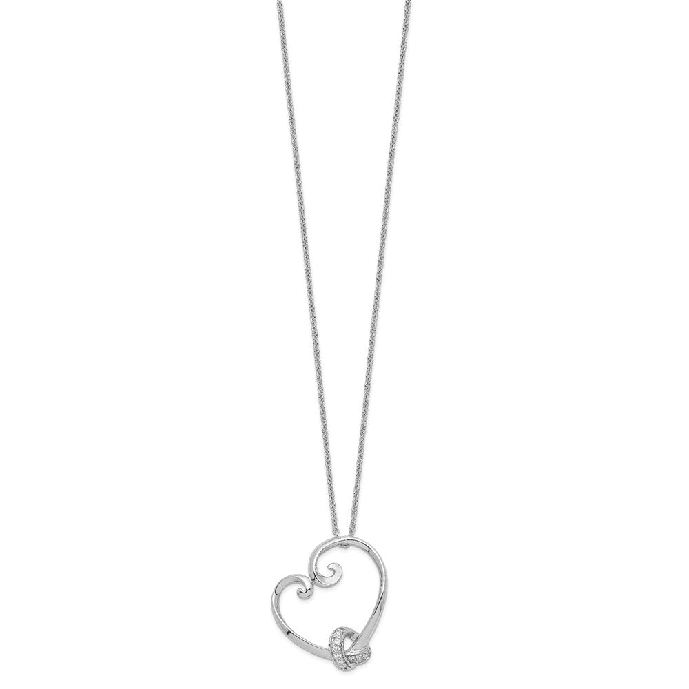 Sentimental Expressions Sterling Silver Rhodium-plated CZ Love knots 18in Heart Necklace 18 Inches